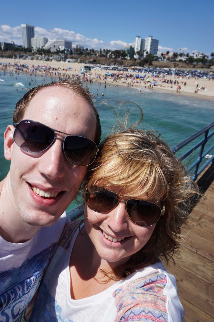 Selfie op de pier bij Santa Monica